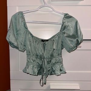 Mixed Threads LA Sage Green Satin Top Women's Size XS